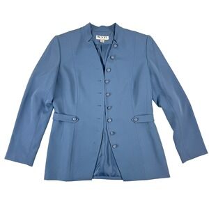 Vintage NYP Suits Blue Button 00s Front Blazer Jacket Petite Size 10 Office